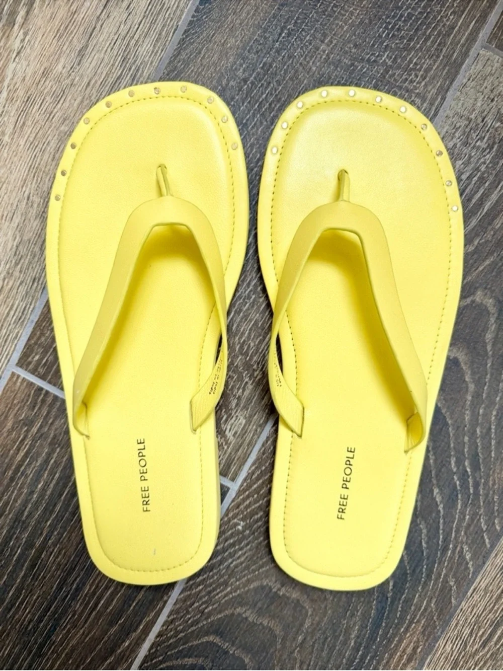 Free People Women's Lemon Studded Sona Leather Thong Sandals—8